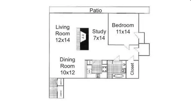 1x1B 750sf 0700 floor plan